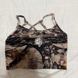 Darc Sport Taupe & Black Wolf-Print Strappy Sports Bra